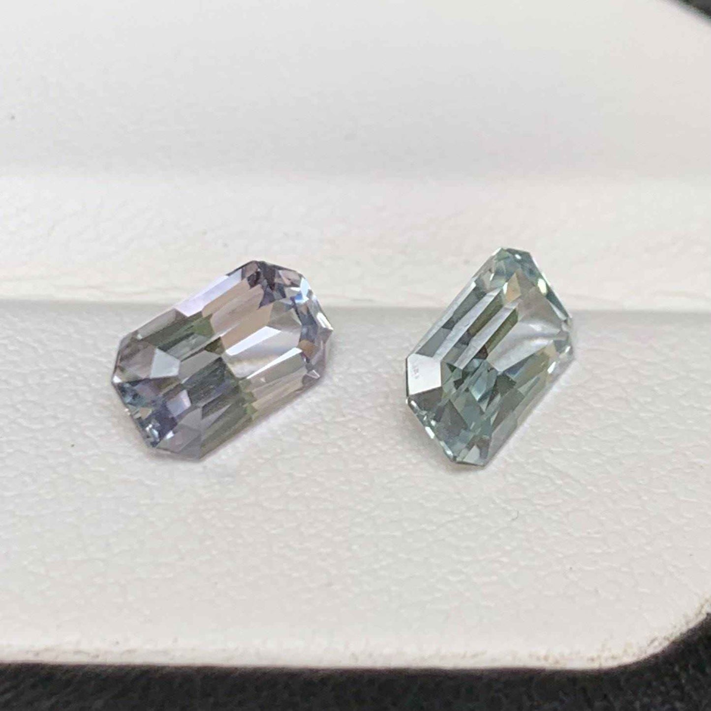 Natural Emerald Cut Sapphire Pair  3.74ct Mixed Match Gemstones for Jewelry