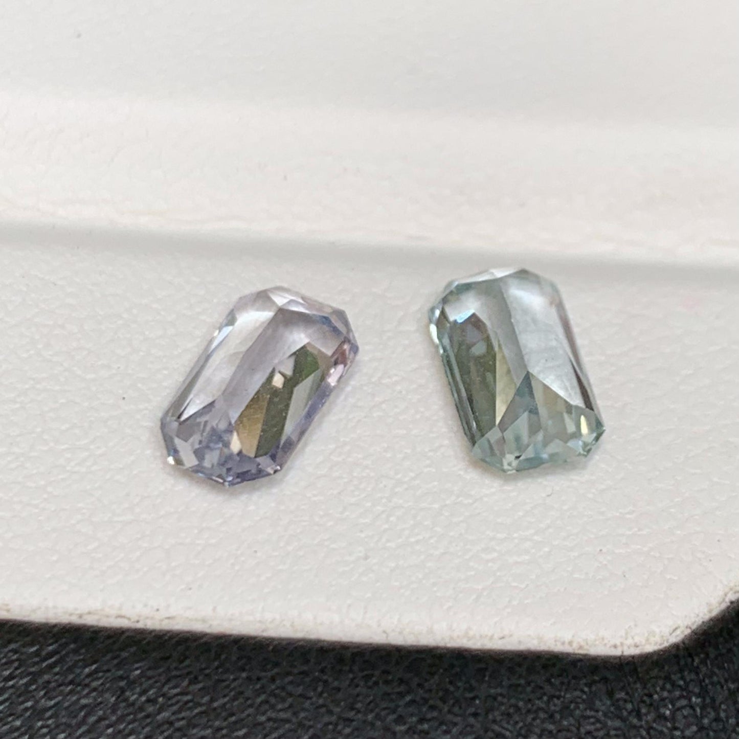 Natural Emerald Cut Sapphire Pair  3.74ct Mixed Match Gemstones for Jewelry