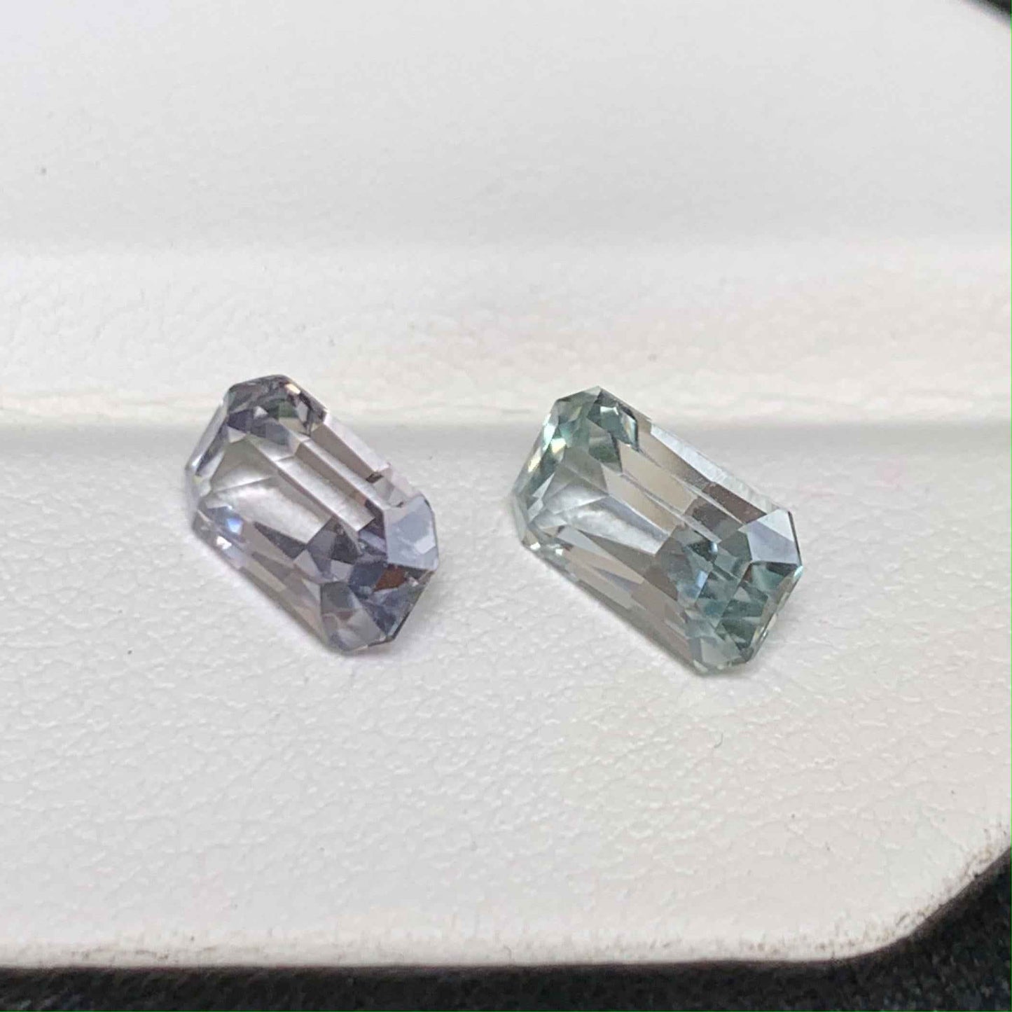 Natural Emerald Cut Sapphire Pair  3.74ct Mixed Match Gemstones for Jewelry
