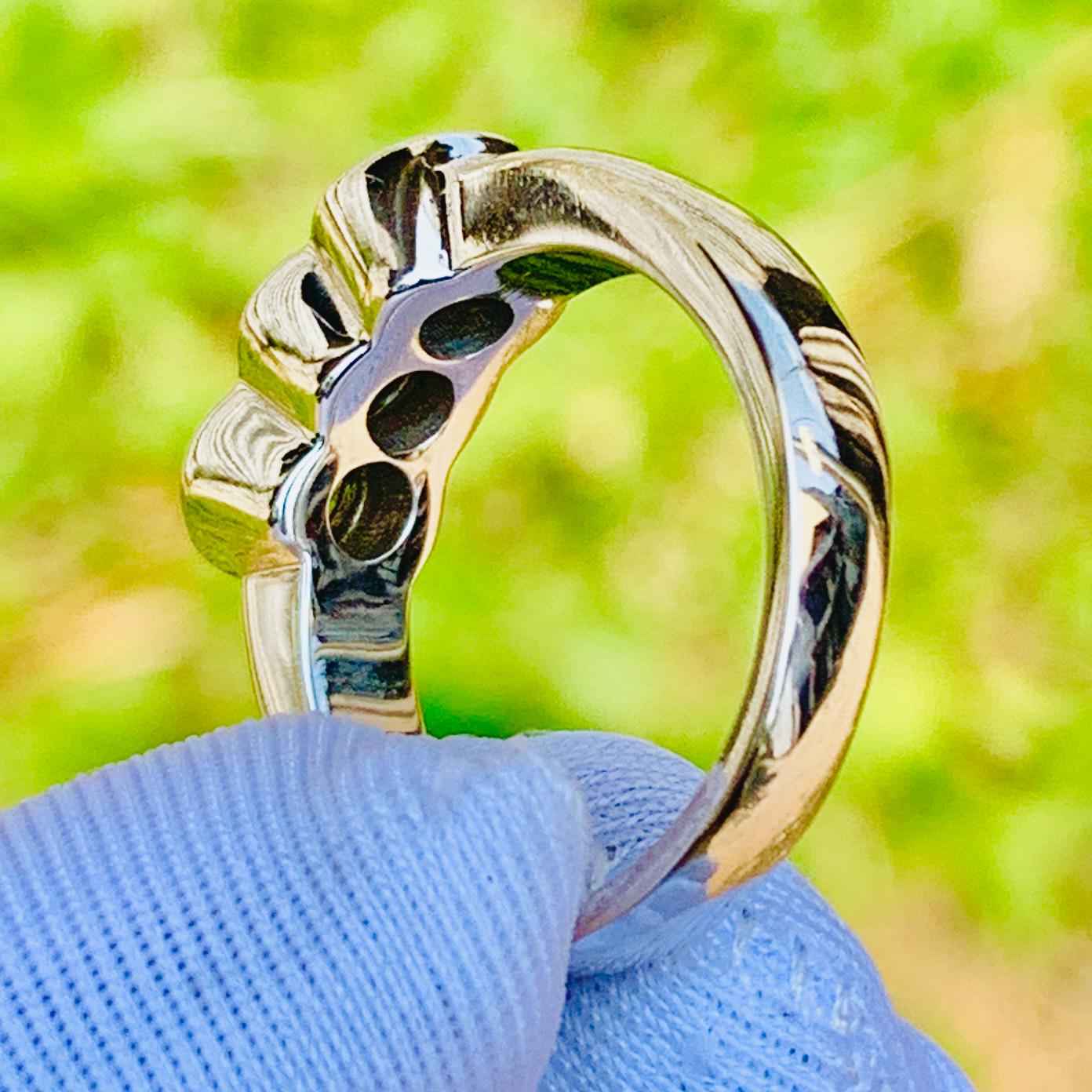1.40ct VS2 Natural Diamond Three Stone Ring – 14K White Gold
