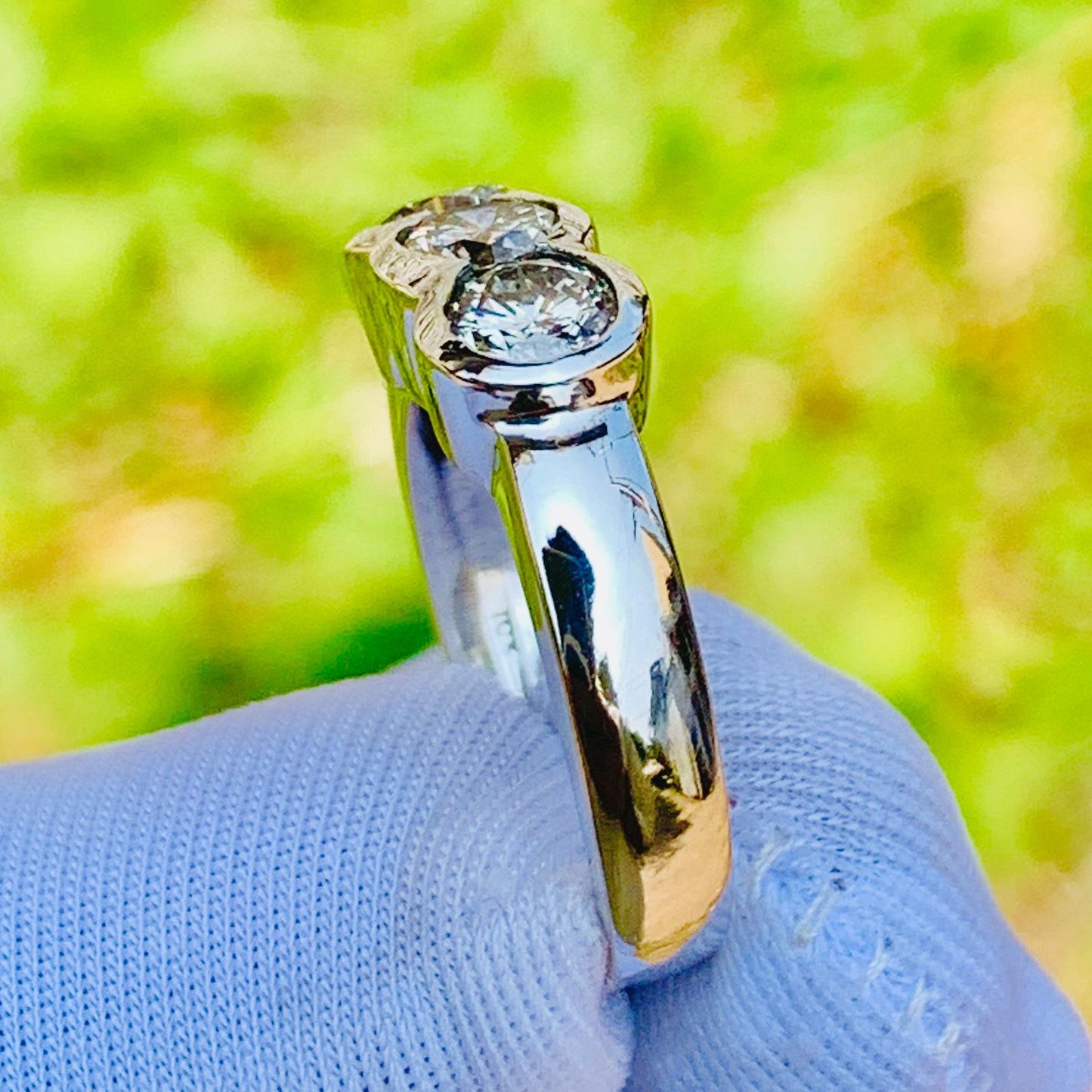 1.40ct VS2 Natural Diamond Three Stone Ring – 14K White Gold