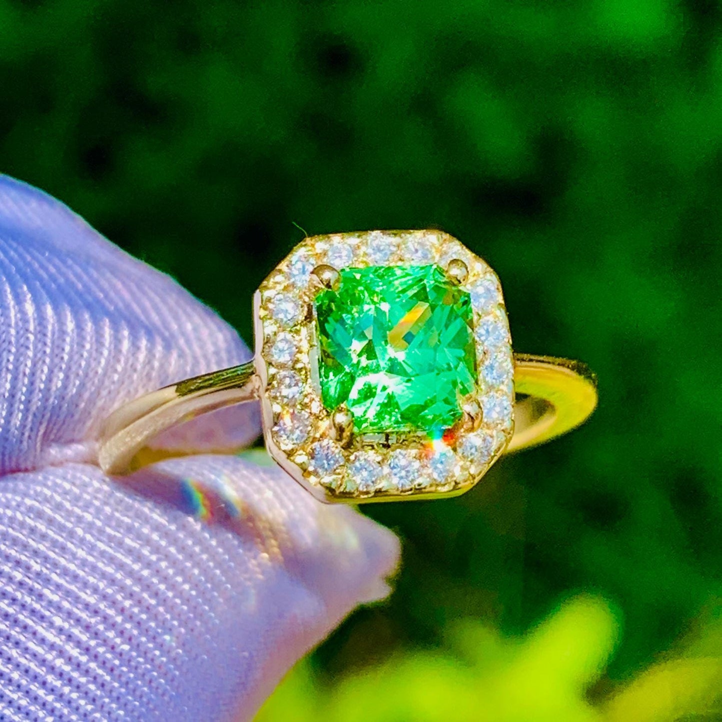 1.52ct Tsavorite Garnet Ring – 14K Rose Gold & Natural Diamonds