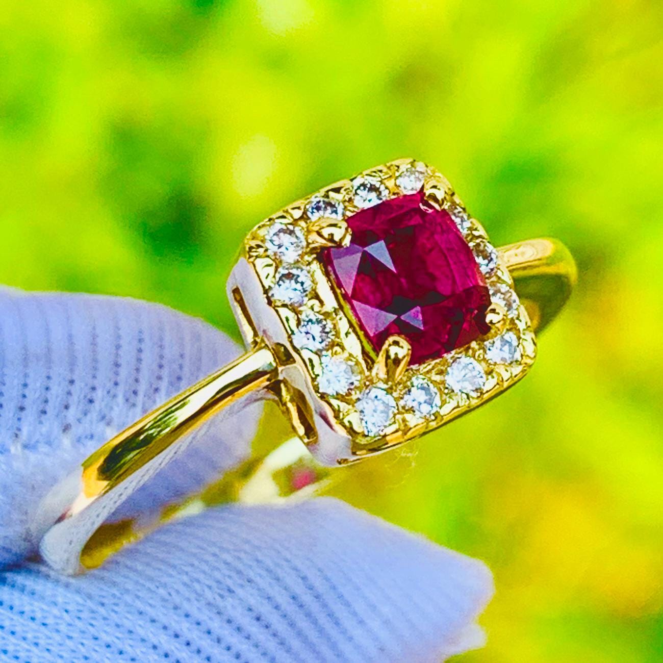 0.70ct Natural Ruby Ring – 14K Yellow Gold & Natural Diamonds