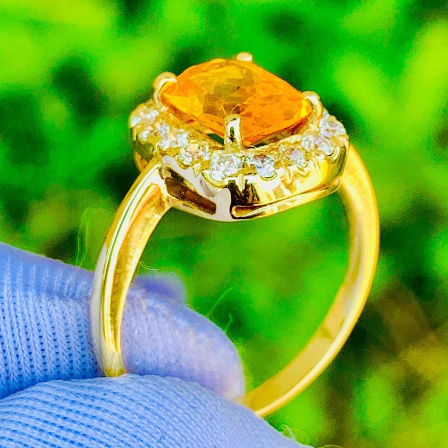 2.10ct Golden Yellow Sapphire Ring – 14K Rose Gold & Natural Diamonds
