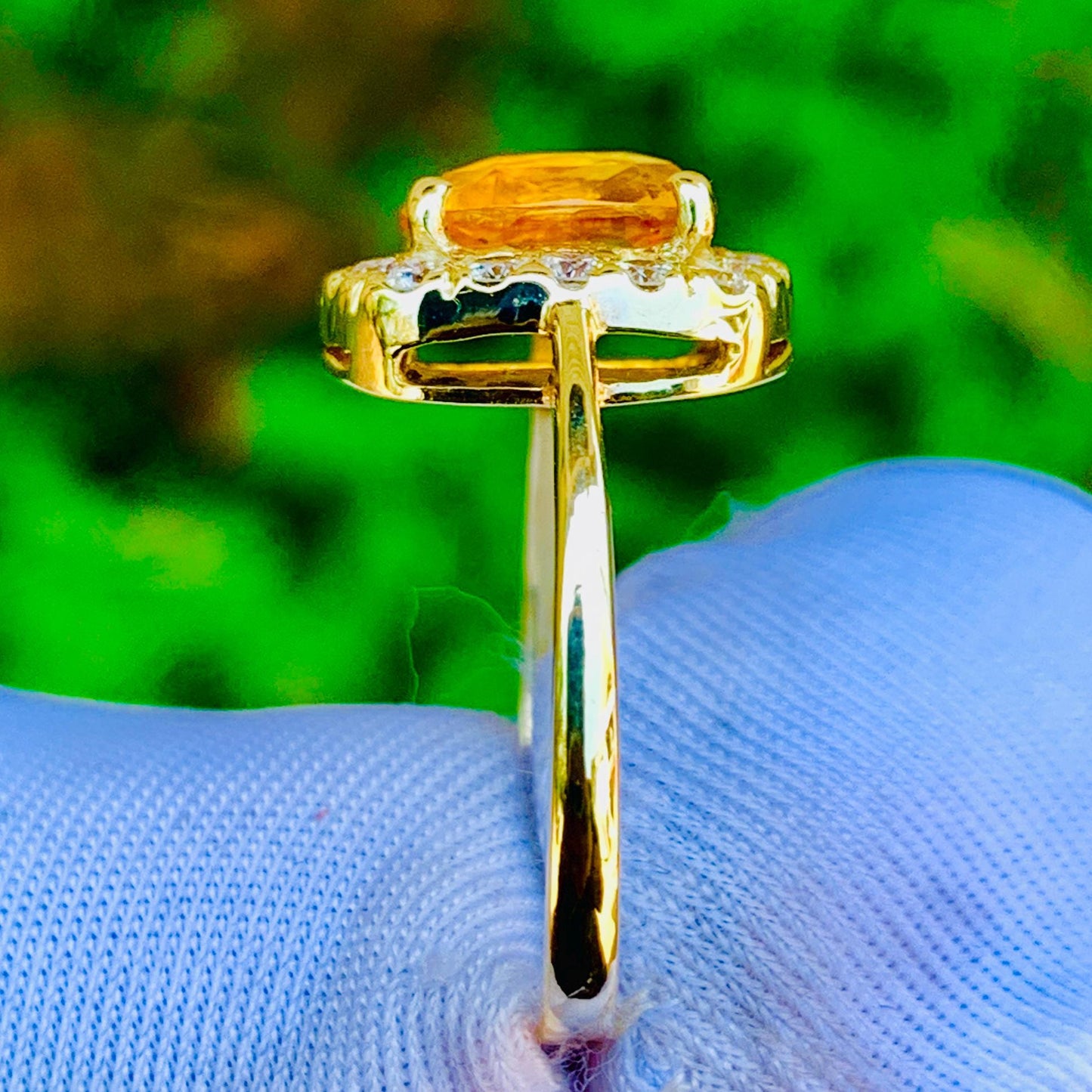 2.10ct Golden Yellow Sapphire Ring – 14K Rose Gold & Natural Diamonds