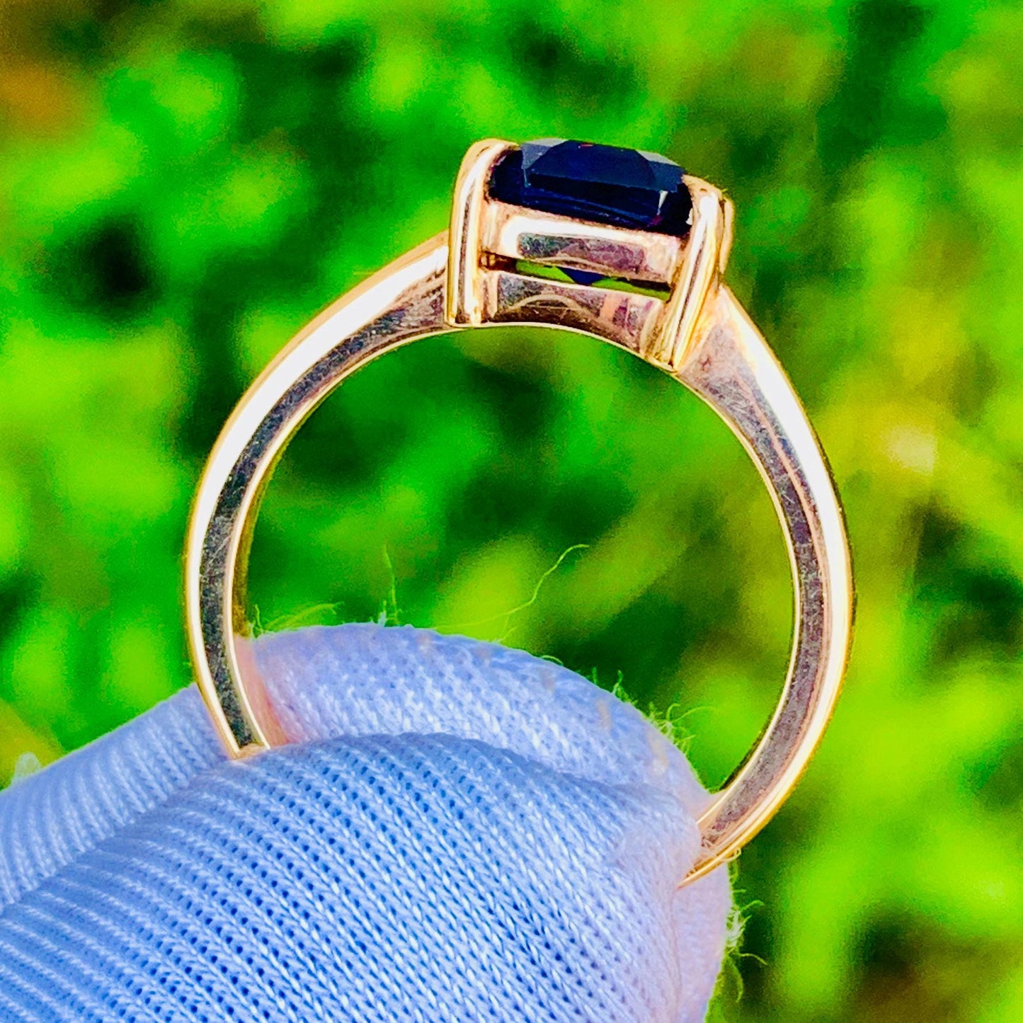 2.60ct Emerald Cut Royal Blue Sapphire Ring – 14K Rose Gold