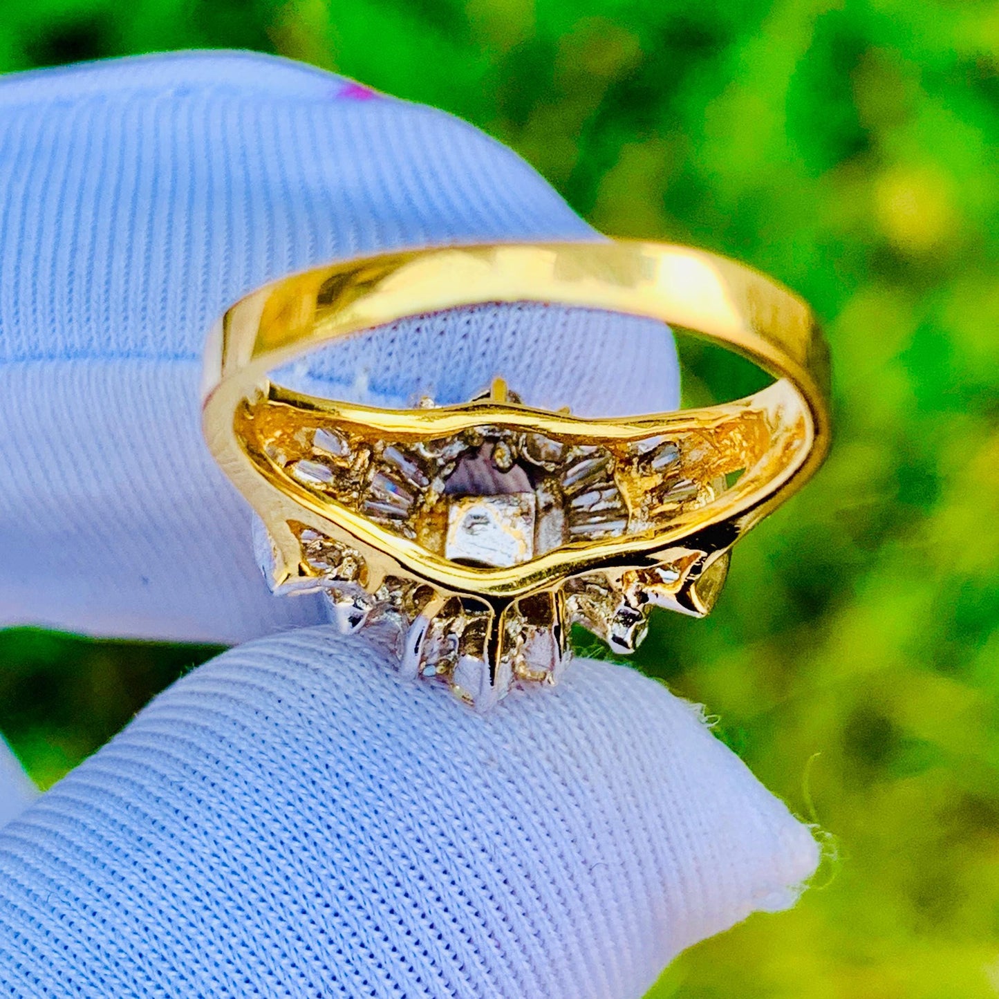 Teal Sapphire Engagement Ring – 14K White & Rose Gold with Natural Diamonds