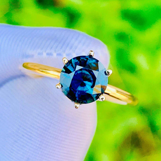 1.50ct Teal Sapphire Ring – 14K White Gold