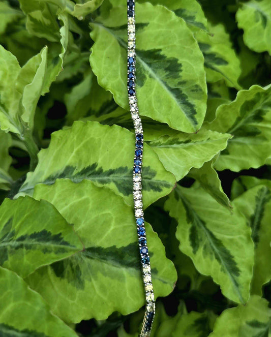Blue & Yellow Sapphire Tennis Bracelet – Sterling Silver