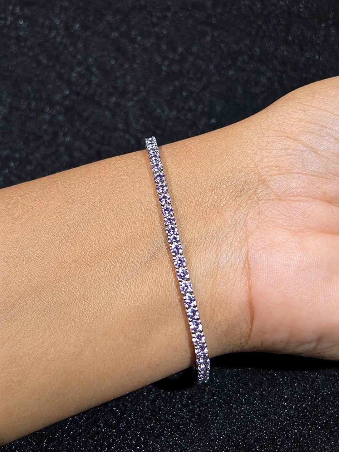 Lavender Sapphire Tennis Bracelet – Sterling Silver