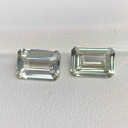 Lime Green Sapphire Pair 2.95ct Total Unheated  Natural Emerald Cut Gemstones for Earrings