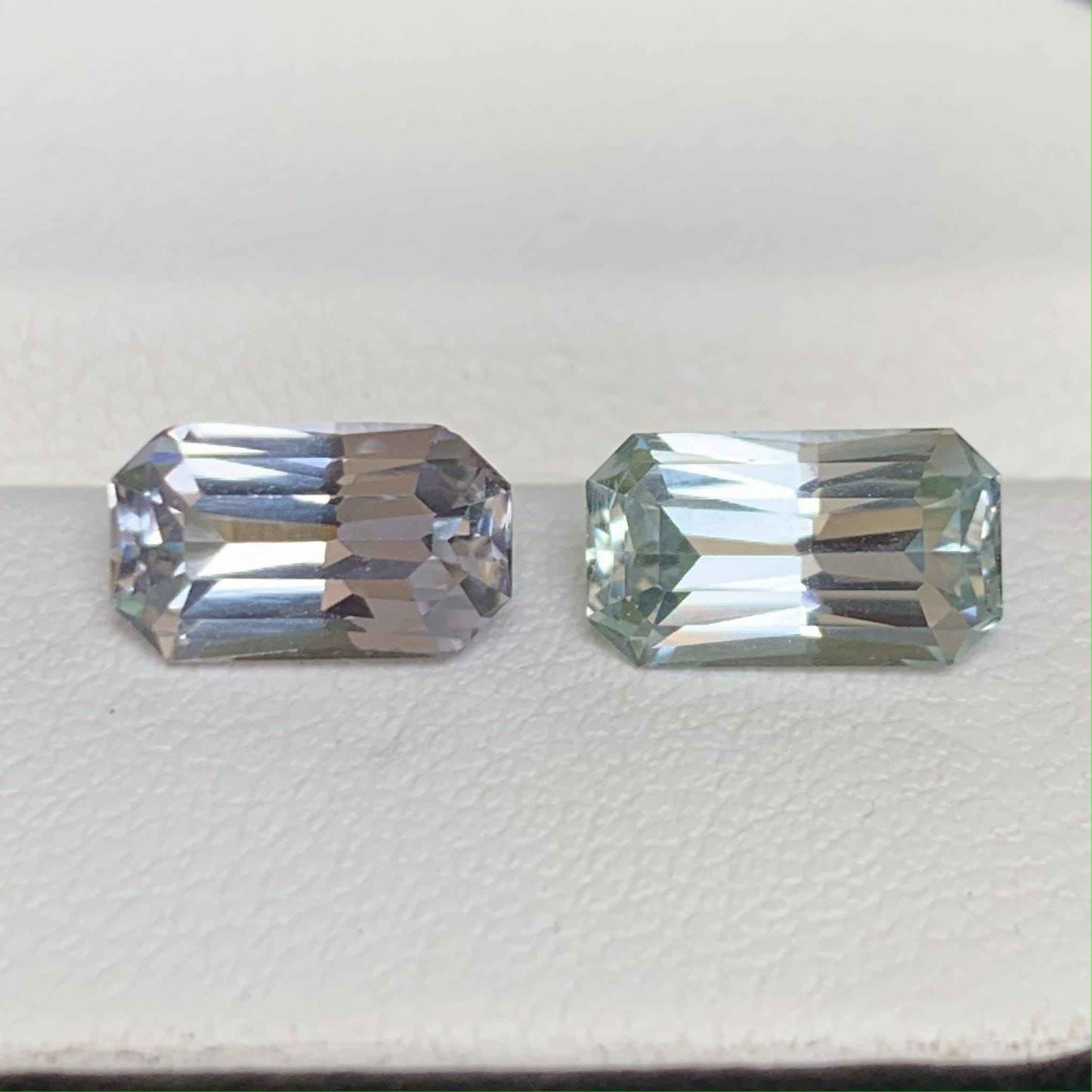 Natural Emerald Cut Sapphire Pair  3.74ct Mixed Match Gemstones for Jewelry