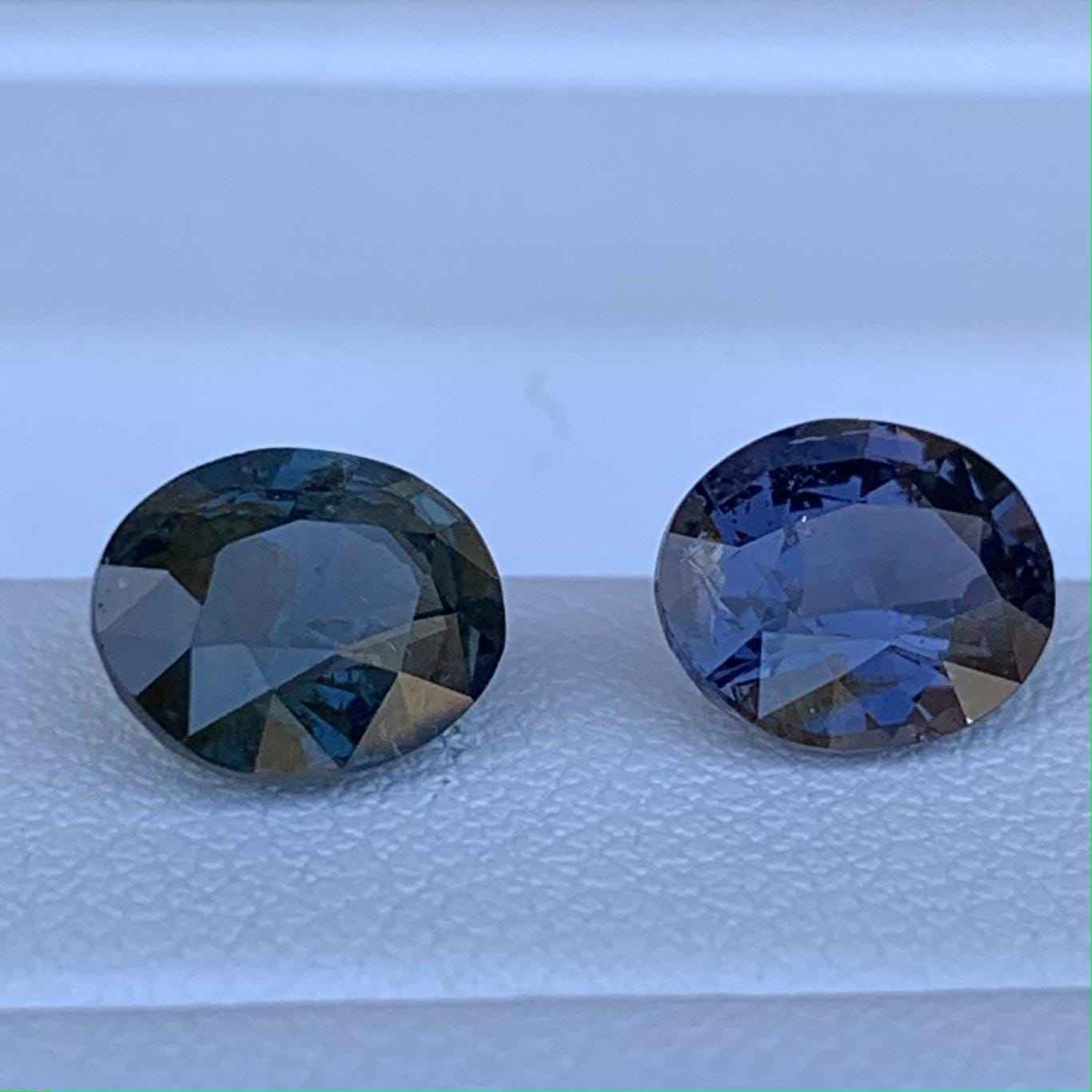 Bi-Color Spinel Mismatched Pair 2.93ct Total  Natural Purple, Blue & Green Gemstones for Fine Jewelry