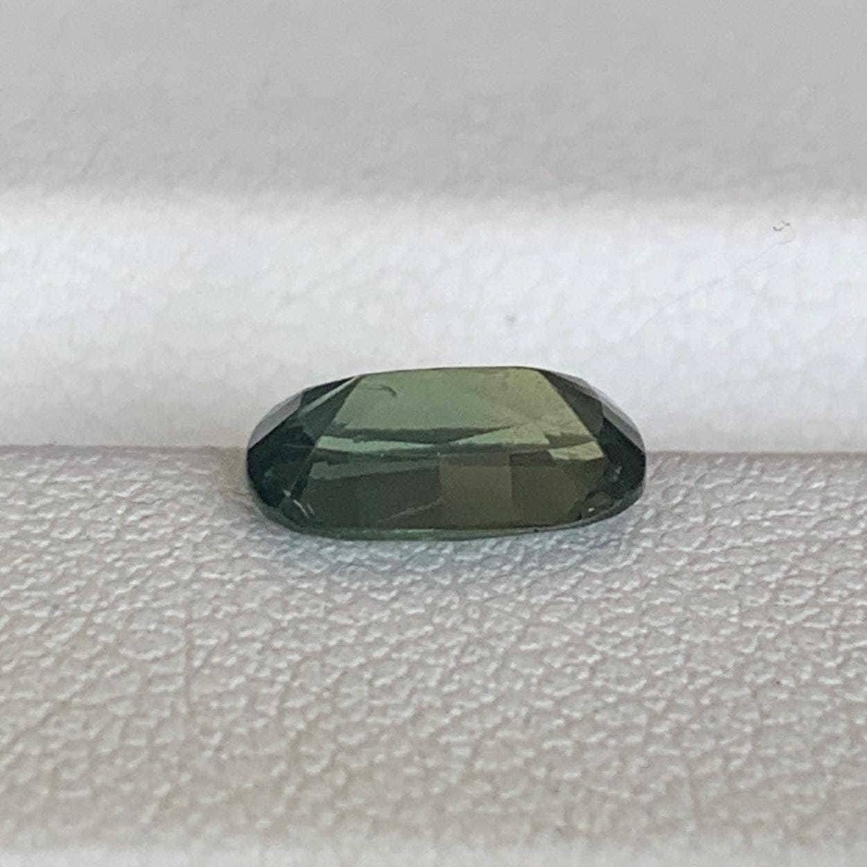 Olive Green Sapphire 1.24ct Unheated  Natural Long Cushion Cut Green Sapphire Gemstone