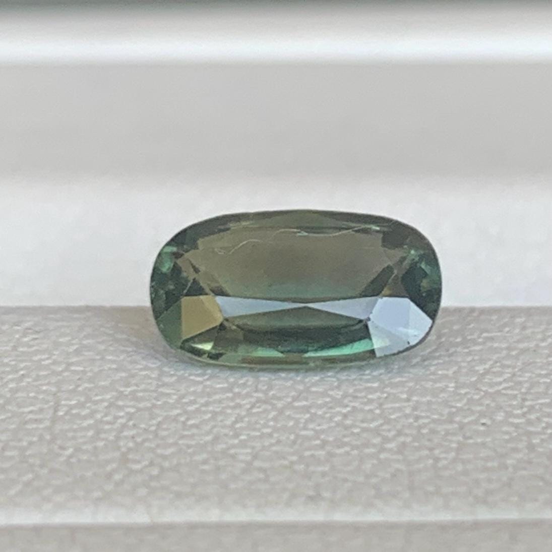 Olive Green Sapphire 1.24ct Unheated  Natural Long Cushion Cut Green Sapphire Gemstone