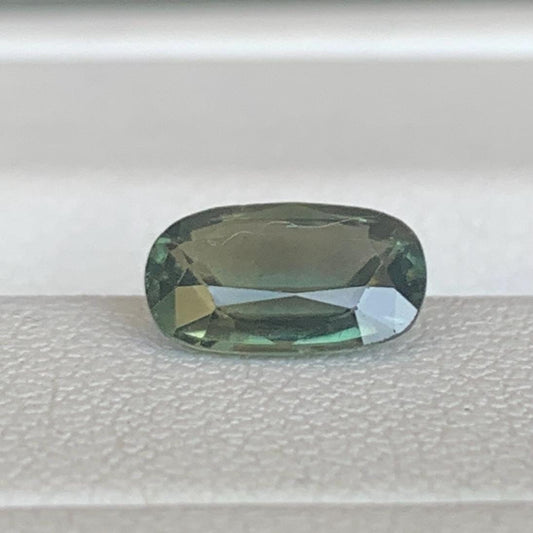 Olive Green Sapphire 1.24ct Unheated  Natural Long Cushion Cut Green Sapphire Gemstone