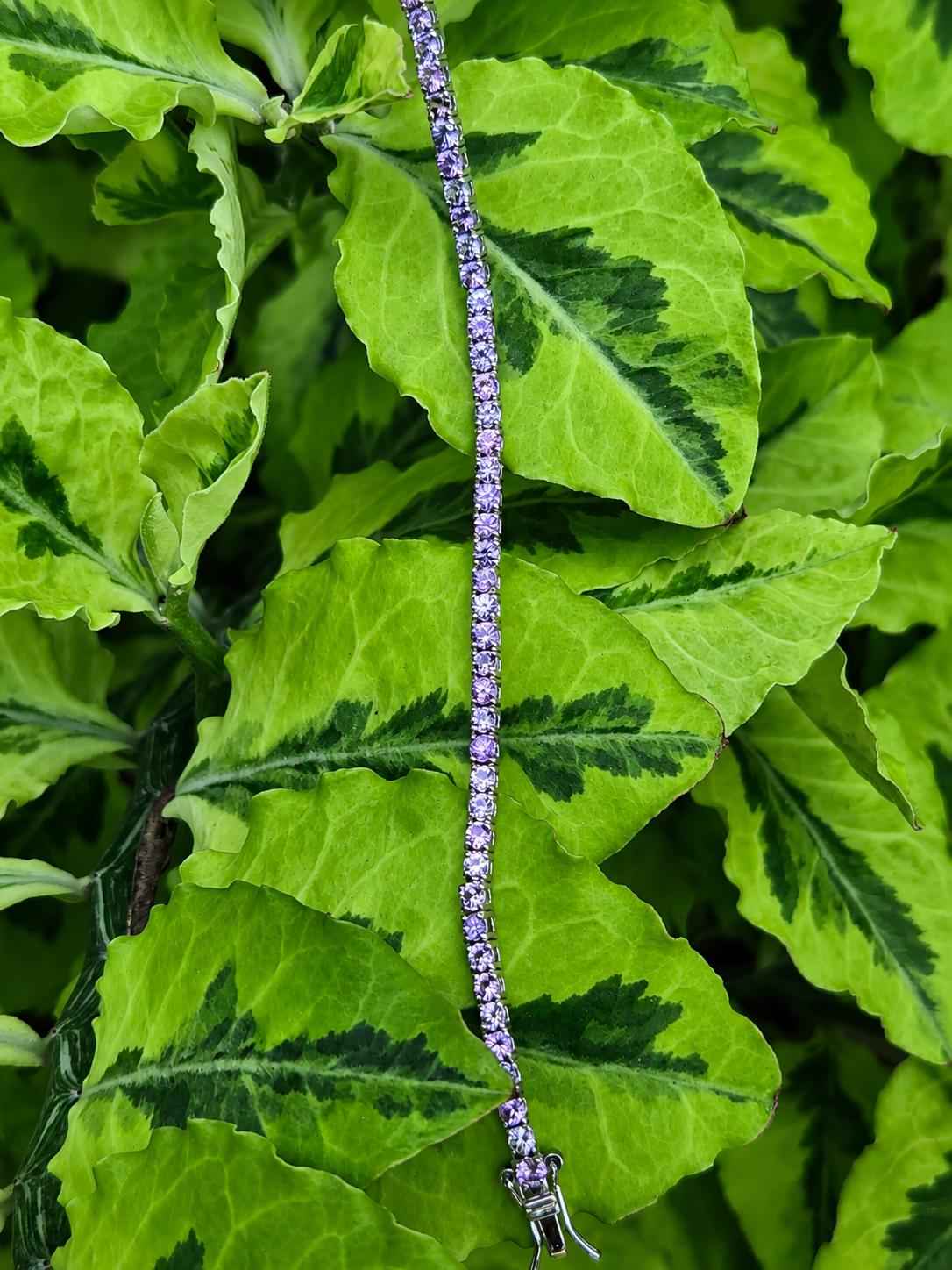 Pink Lavender Sapphire Tennis Bracelet – Sterling Silver