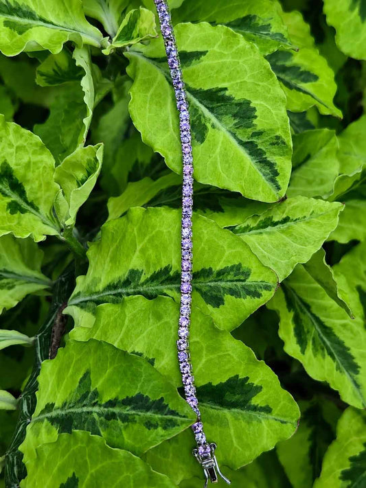 Pink Lavender Sapphire Tennis Bracelet – Sterling Silver