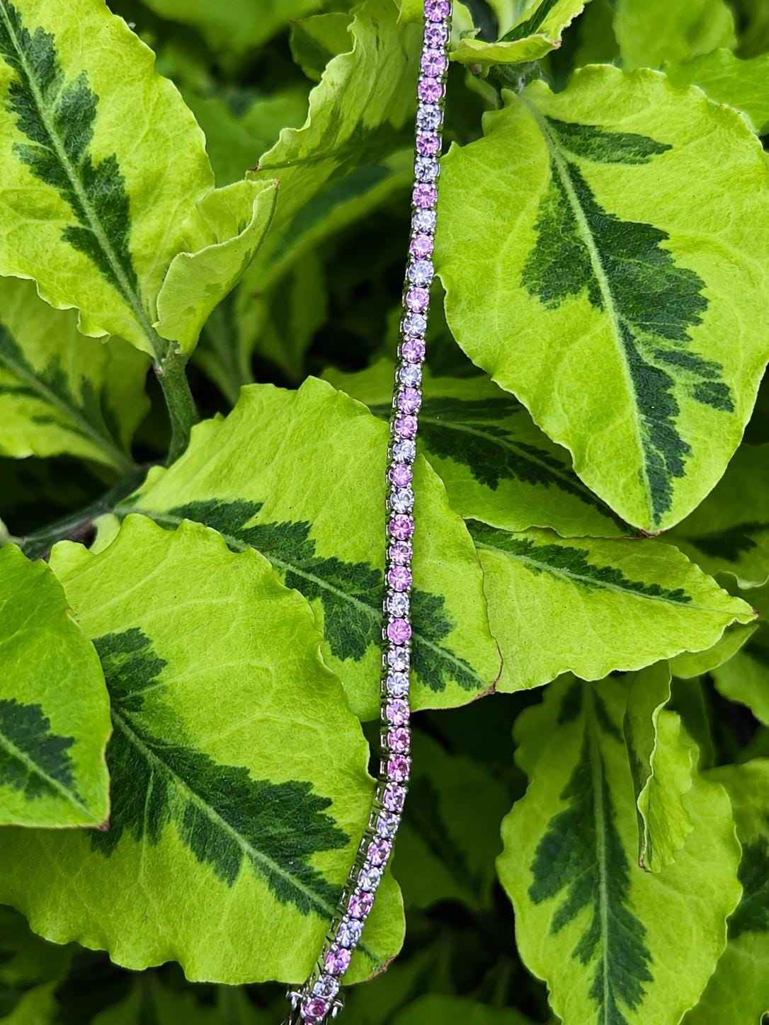 Pink Lavender Pastel Sapphire Tennis Bracelet – Sterling Silver