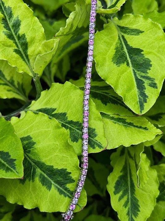 Pink Lavender Pastel Sapphire Tennis Bracelet – Sterling Silver