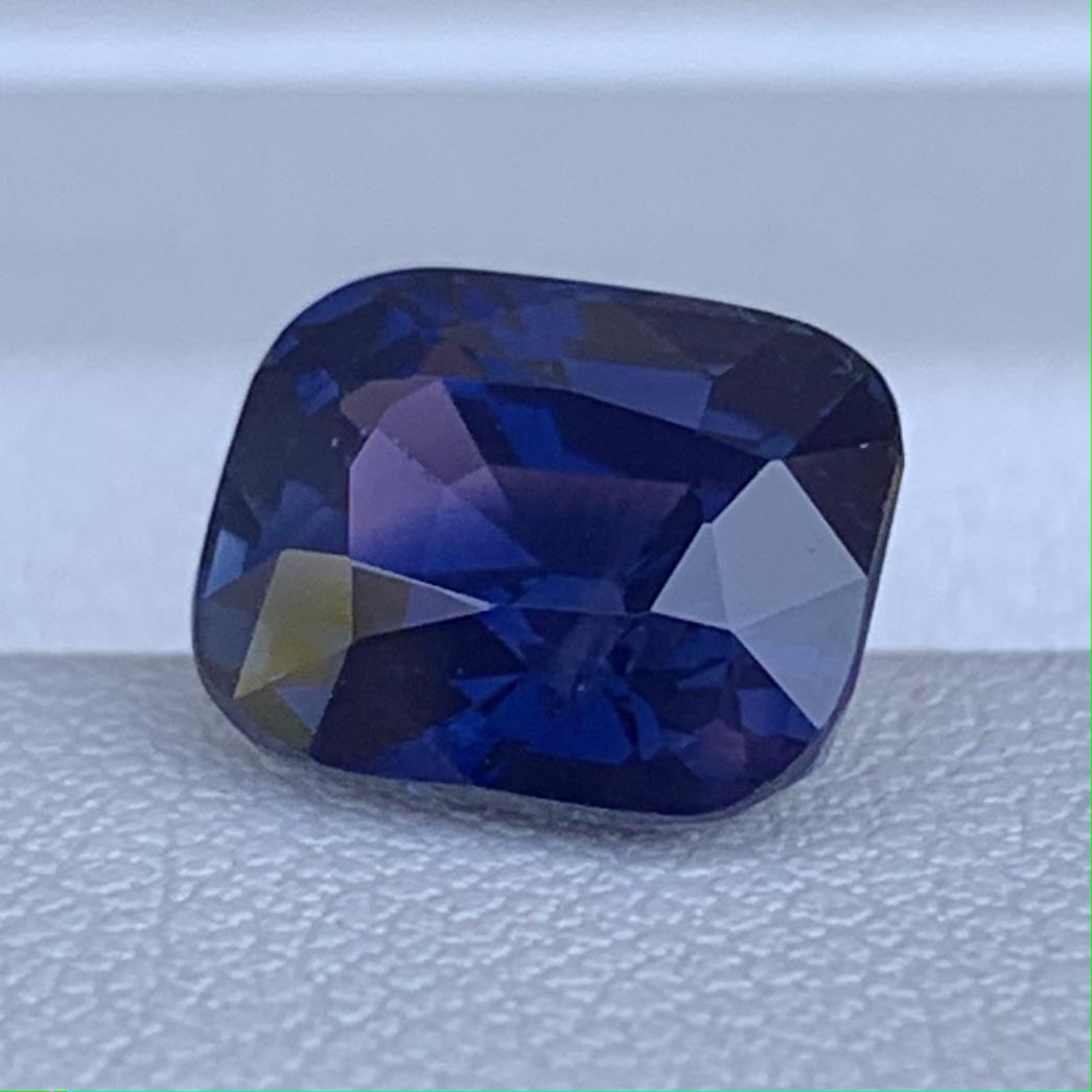 Color Change Royal Blue Sapphire 3.51ct Heated  Natural Cushion Cut Blue to Purple Sapphire Gemstone