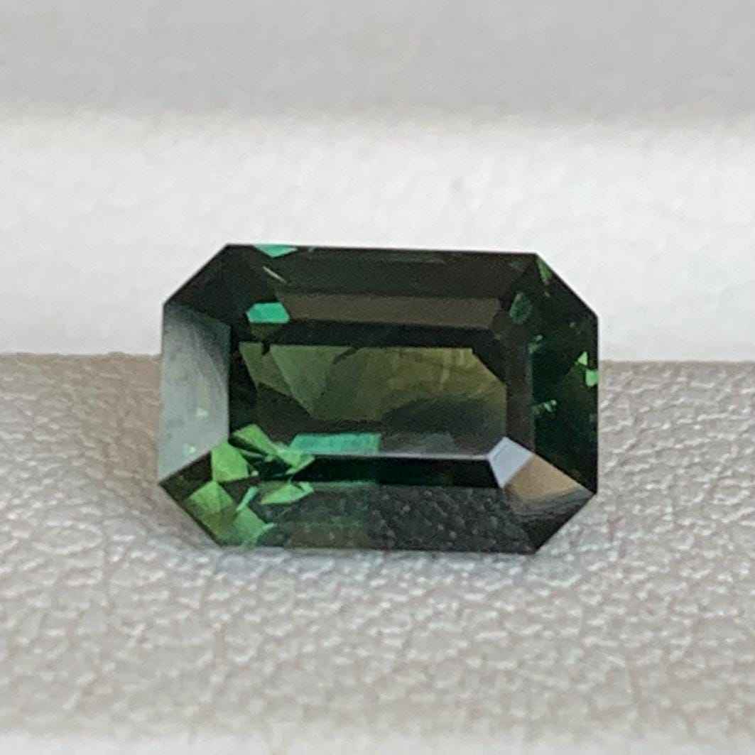 Green Bi-Color Sapphire 2.31ct Heated  Natural Emerald Cut Two-Tone Sapphire Gemstone