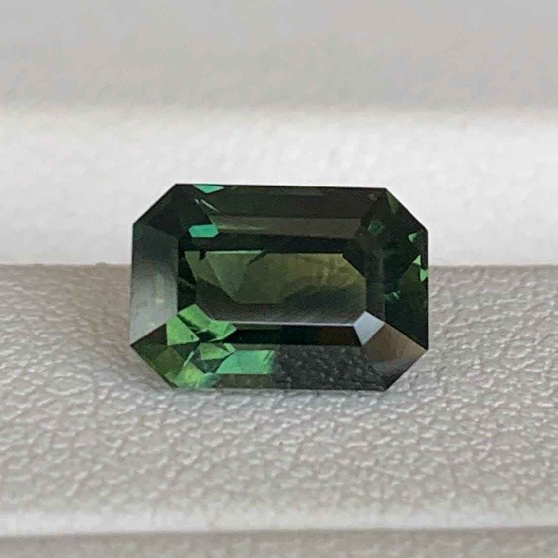 Green Bi-Color Sapphire 2.31ct Heated  Natural Emerald Cut Two-Tone Sapphire Gemstone