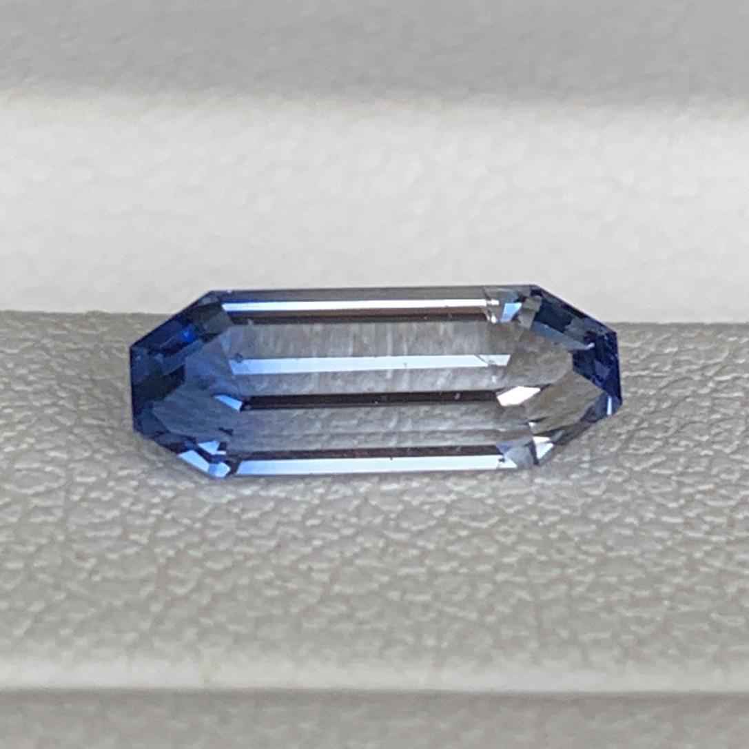 Blue & White Bi-Color Sapphire 1.54ct Unheated  Natural Long Emerald Cut Two-Tone Sapphire Gemstone