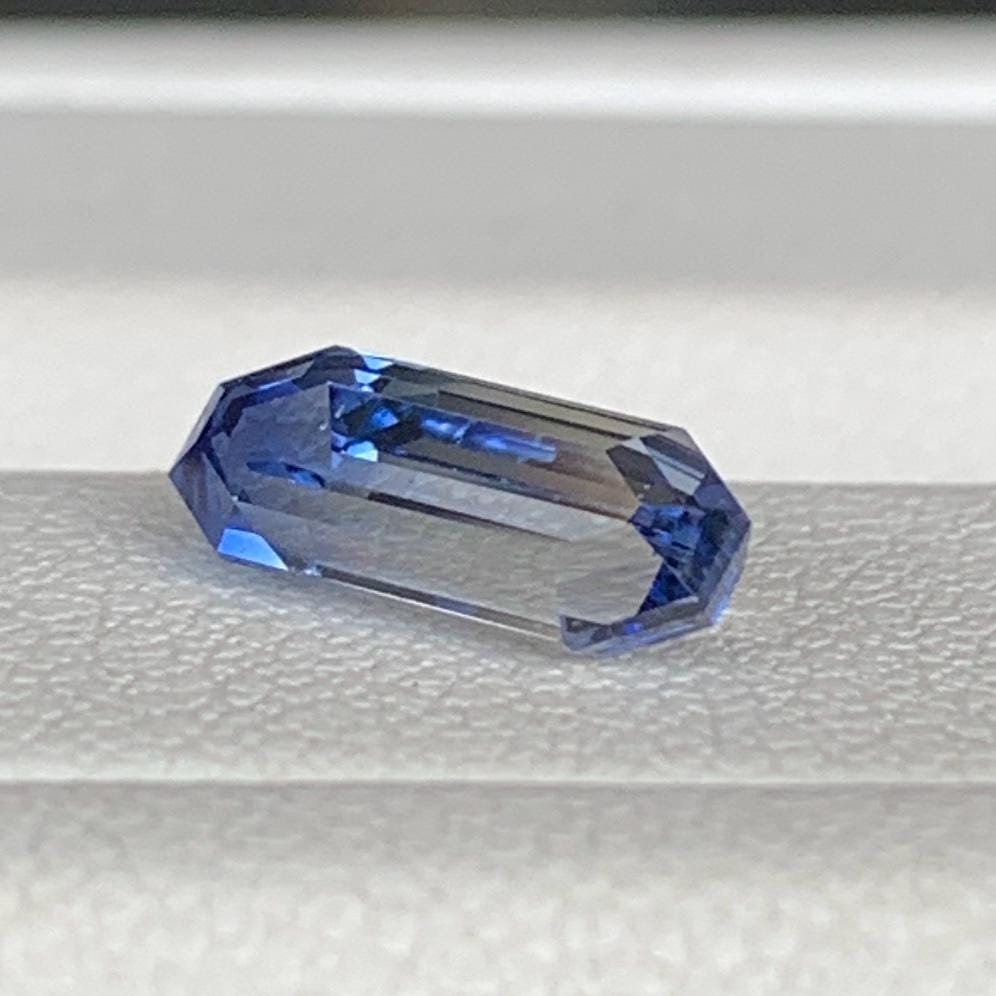 Blue & White Bi-Color Sapphire 1.54ct Unheated  Natural Long Emerald Cut Two-Tone Sapphire Gemstone