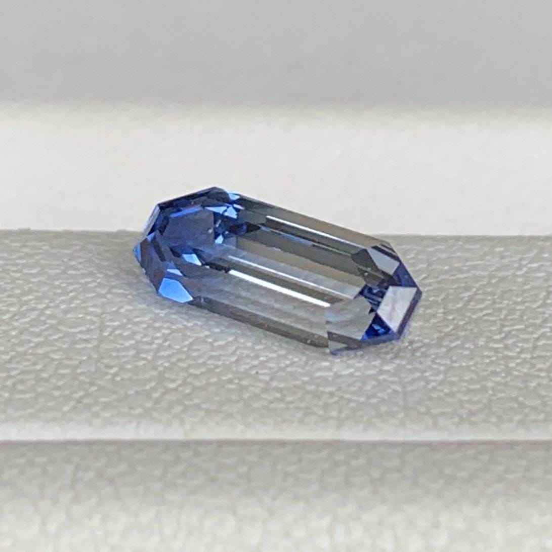 Blue & White Bi-Color Sapphire 1.54ct Unheated  Natural Long Emerald Cut Two-Tone Sapphire Gemstone