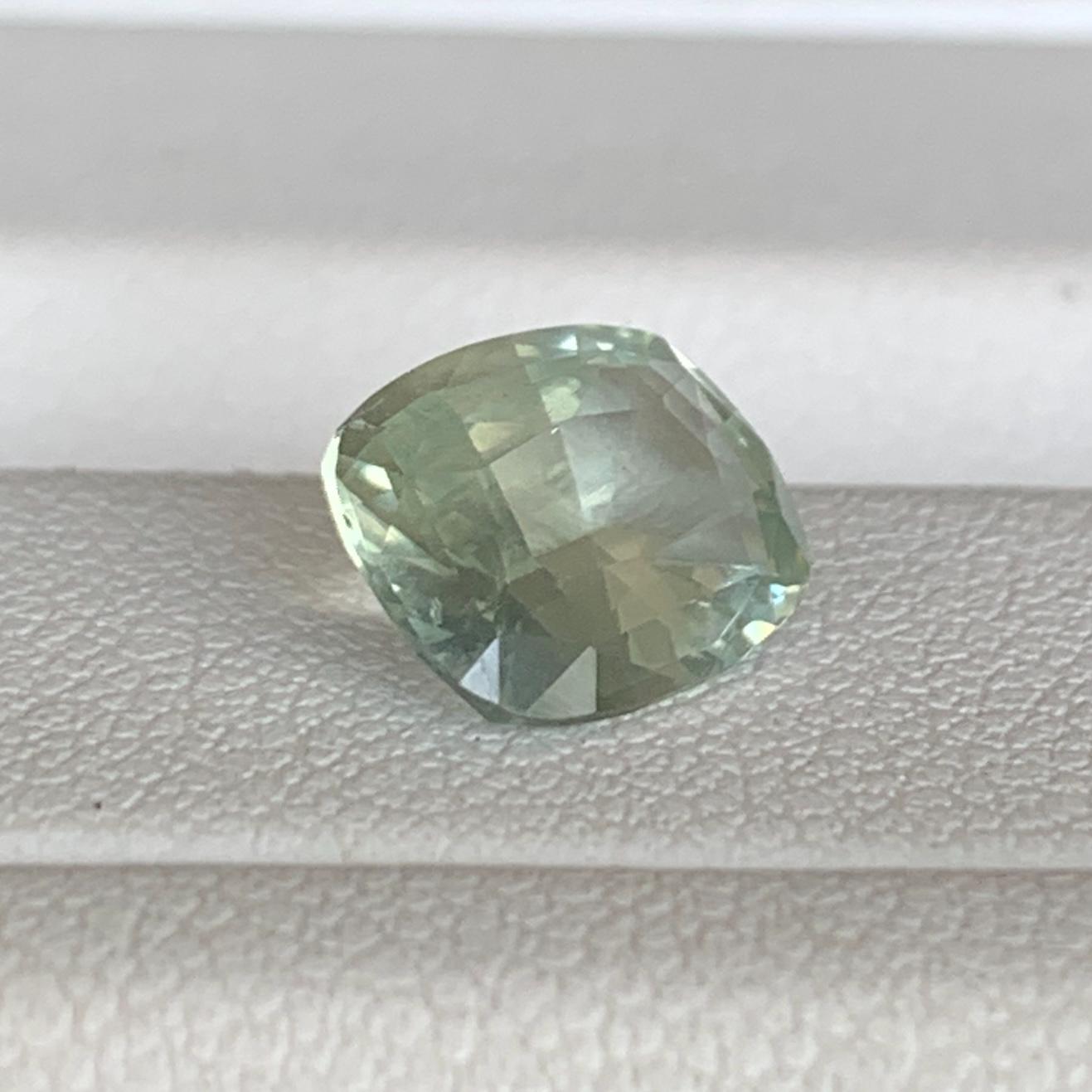 Mint Green Sapphire 2.07ct Unheated  Natural Cushion Cut Green Sapphire Gemstone for Fine Jewelry