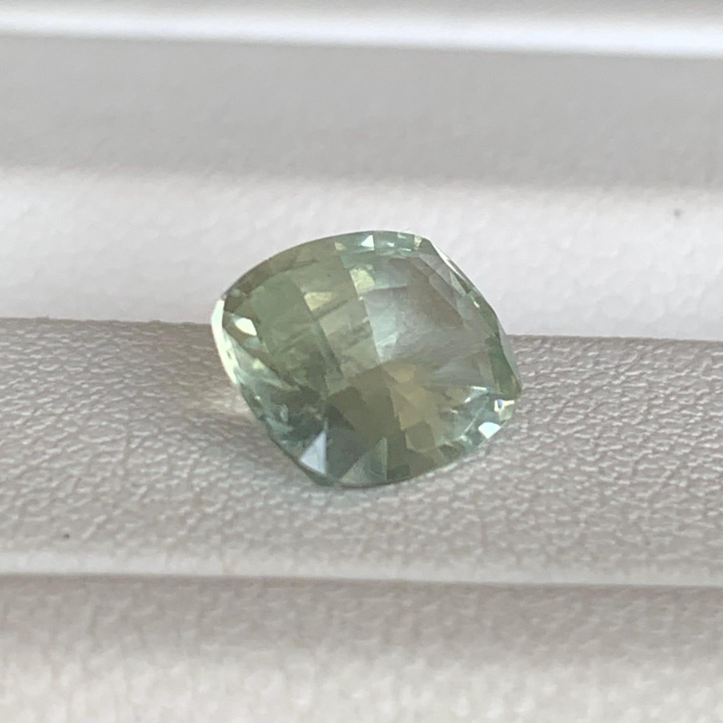 Mint Green Sapphire 2.07ct Unheated  Natural Cushion Cut Green Sapphire Gemstone for Fine Jewelry