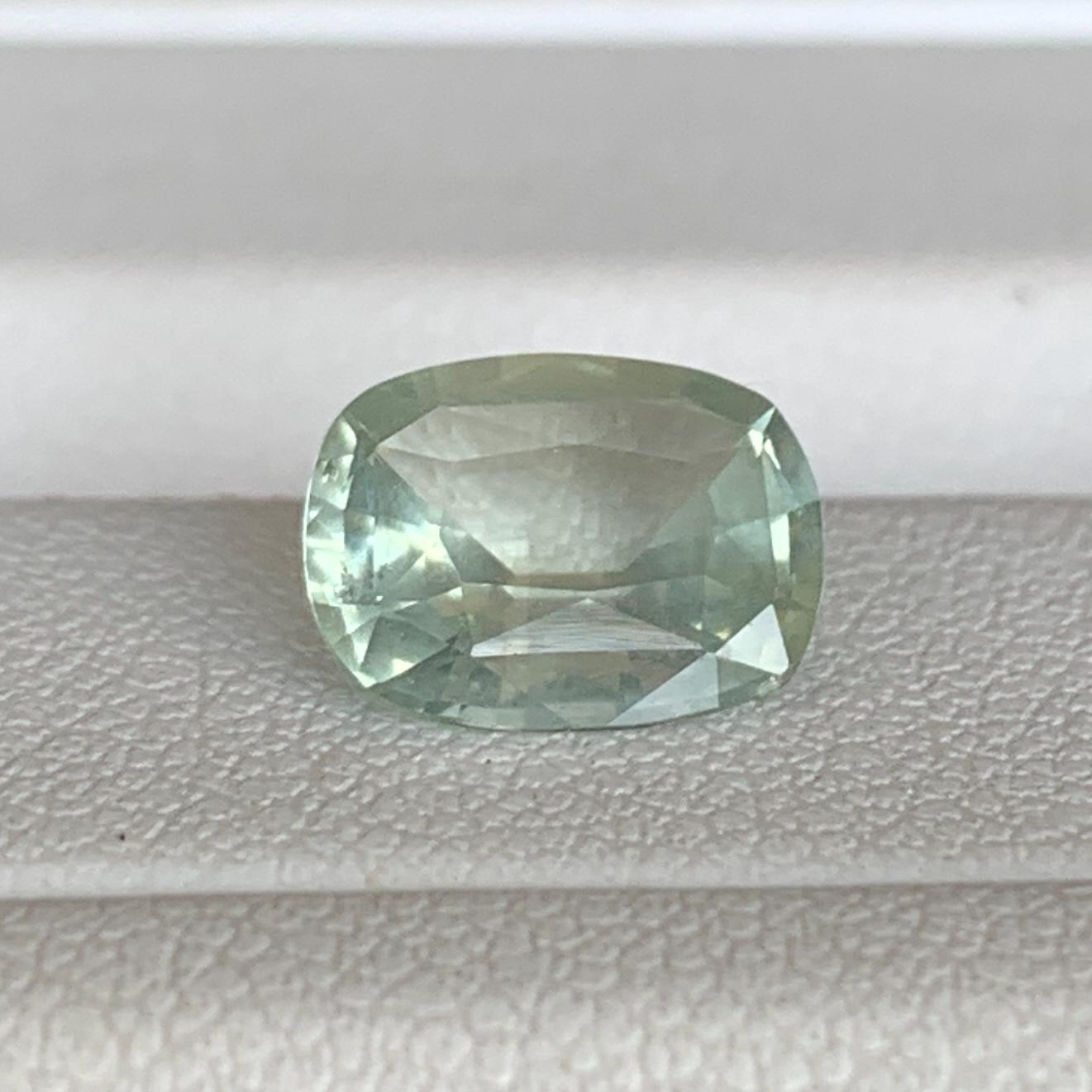 Mint Green Sapphire 2.07ct Unheated  Natural Cushion Cut Green Sapphire Gemstone for Fine Jewelry