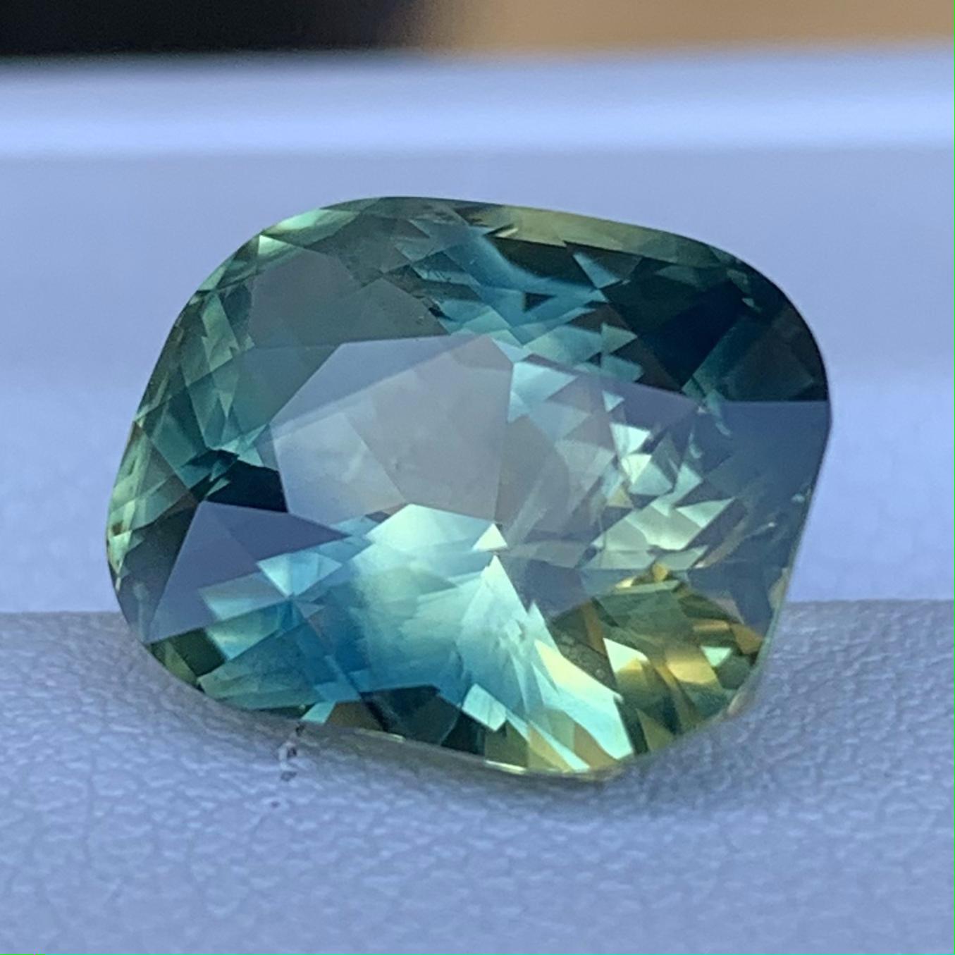 Natural Multi Color Sapphire - Unheated Cushion Cut Gem with a Rare Spectrum of Colors