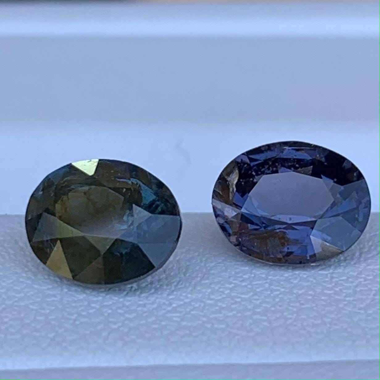 Bi-Color Spinel Mismatched Pair 2.93ct Total  Natural Purple, Blue & Green Gemstones for Fine Jewelry