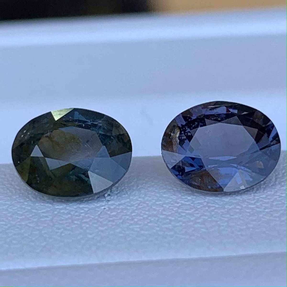 Bi-Color Spinel Mismatched Pair 2.93ct Total  Natural Purple, Blue & Green Gemstones for Fine Jewelry
