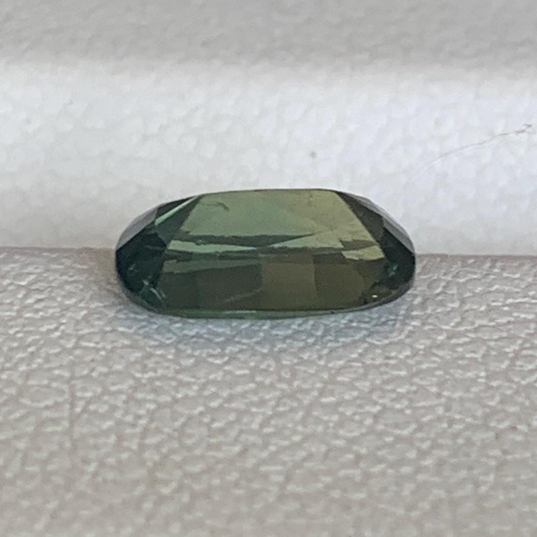 Olive Green Sapphire 1.24ct Unheated  Natural Long Cushion Cut Green Sapphire Gemstone