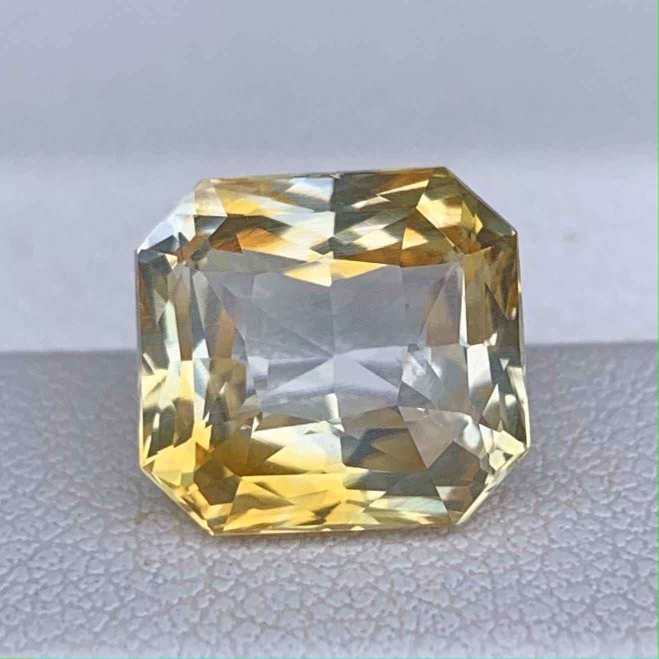 Bi-Color Sapphire 6.37ct Natural  Yellow & White Radiant Cut Sapphire Gemstone for Collectors