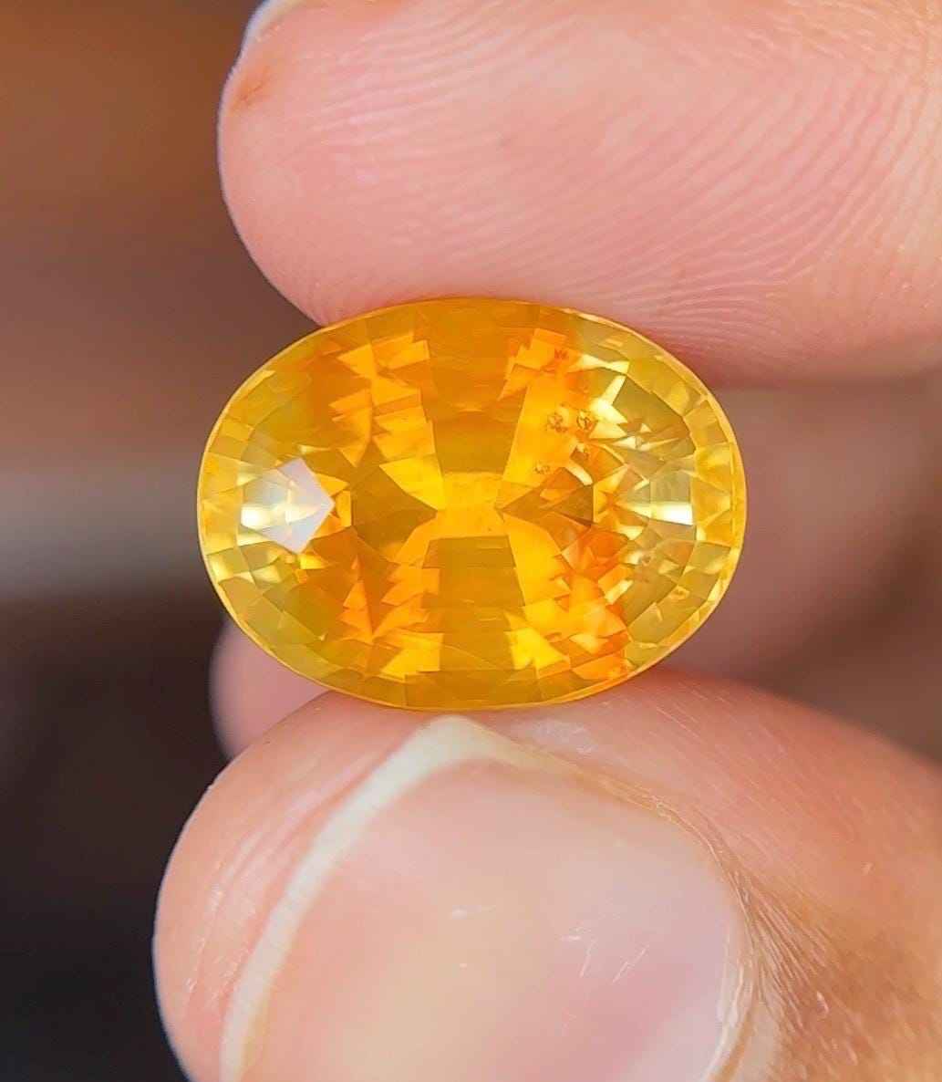 Bi-Color Sapphire 8.41ct Natural  Dark Yellow Oval Cut Sapphire Gemstone for Fine Jewelry