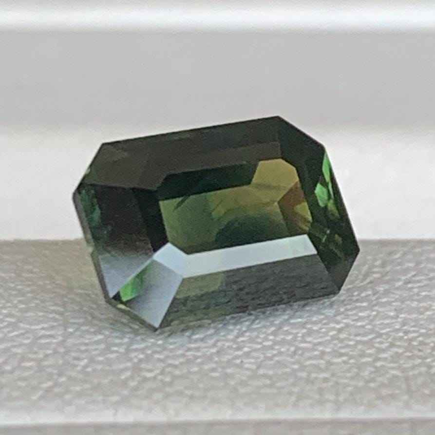 Green Bi-Color Sapphire 2.31ct Heated  Natural Emerald Cut Two-Tone Sapphire Gemstone