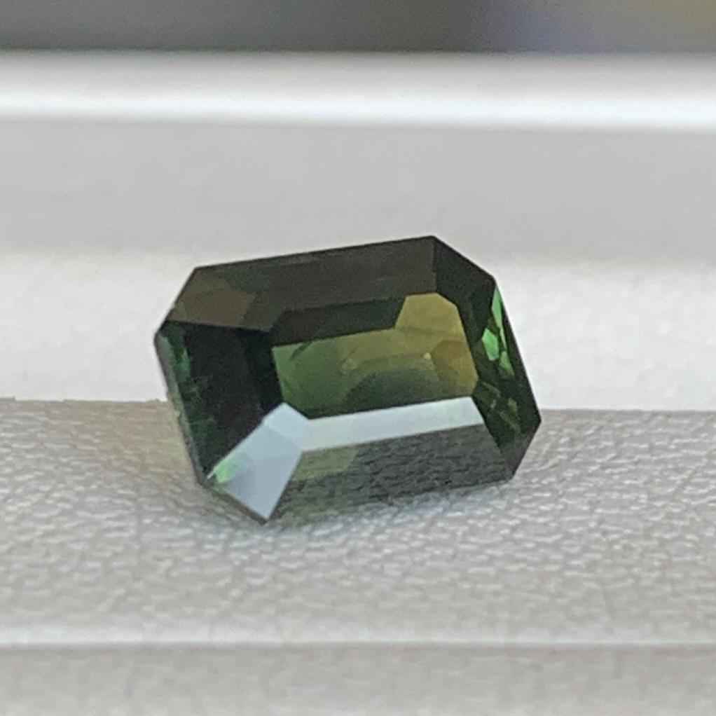 Green Bi-Color Sapphire 2.31ct Heated  Natural Emerald Cut Two-Tone Sapphire Gemstone