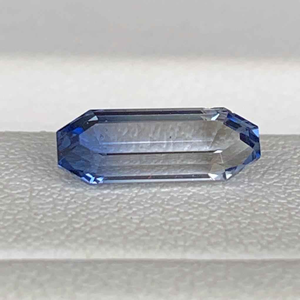 Blue & White Bi-Color Sapphire 1.54ct Unheated  Natural Long Emerald Cut Two-Tone Sapphire Gemstone