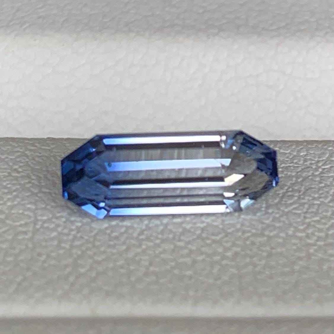 Blue & White Bi-Color Sapphire 1.54ct Unheated  Natural Long Emerald Cut Two-Tone Sapphire Gemstone