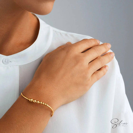 Galaxy Handmade Silver Bangle - Unisex Stackable Bracelet, Customizable Plating - Baza Boutique 