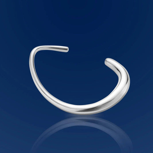 Wavy bangle For Her & For Him , Wavy Round Silver Bangle Unisex Style , Minimalist  Sterling Silver Bangles, Sterling Silver Wavy Bangle - Baza Boutique 