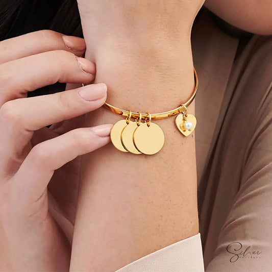 Personalized Disc Bangle - Handmade Jewelry - Baza Boutique 