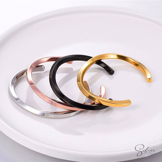 Twisted Cuff Bangle - Men's Sterling Silver Twisted Bangle - Baza Boutique 