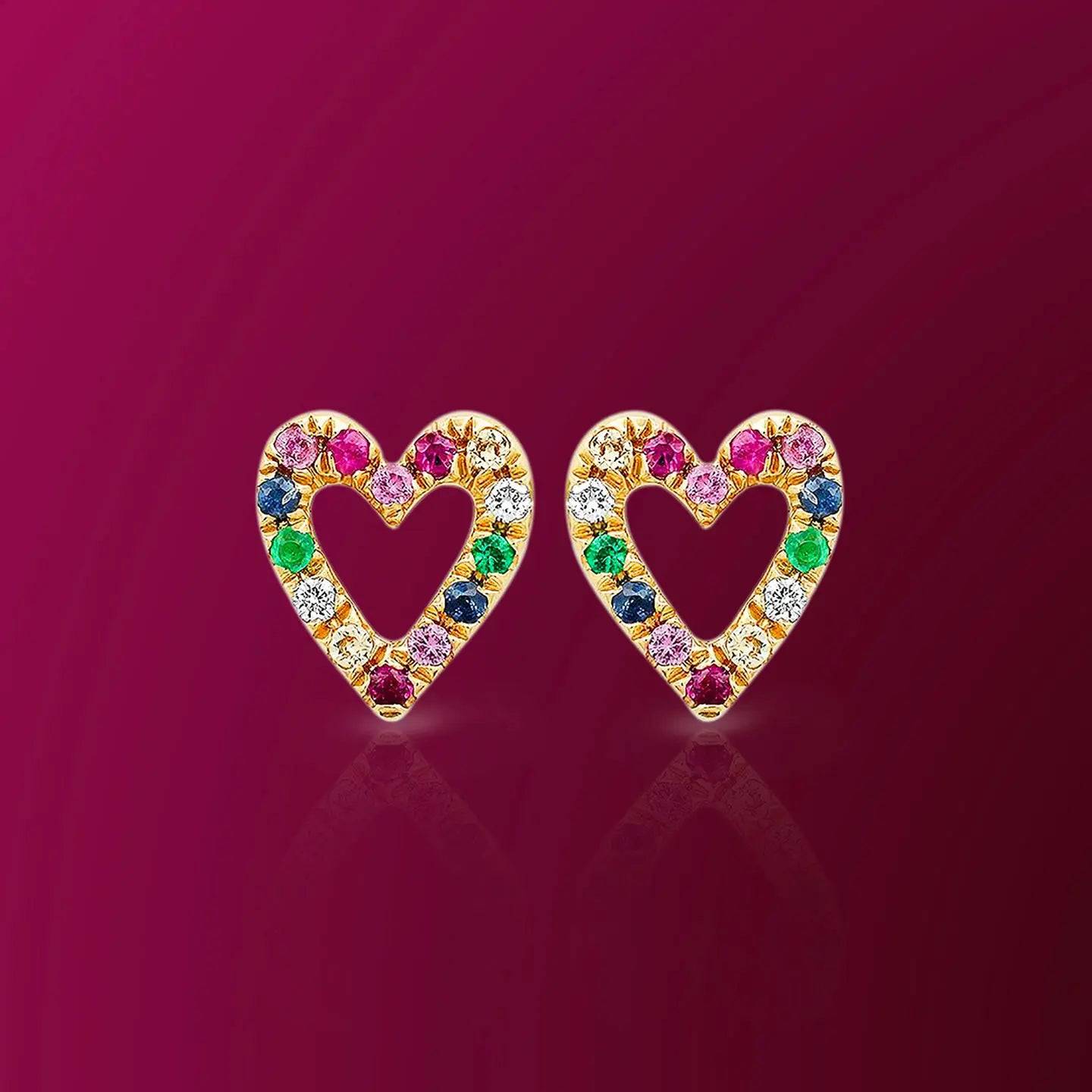 Rainbow Heart Stud Earrings