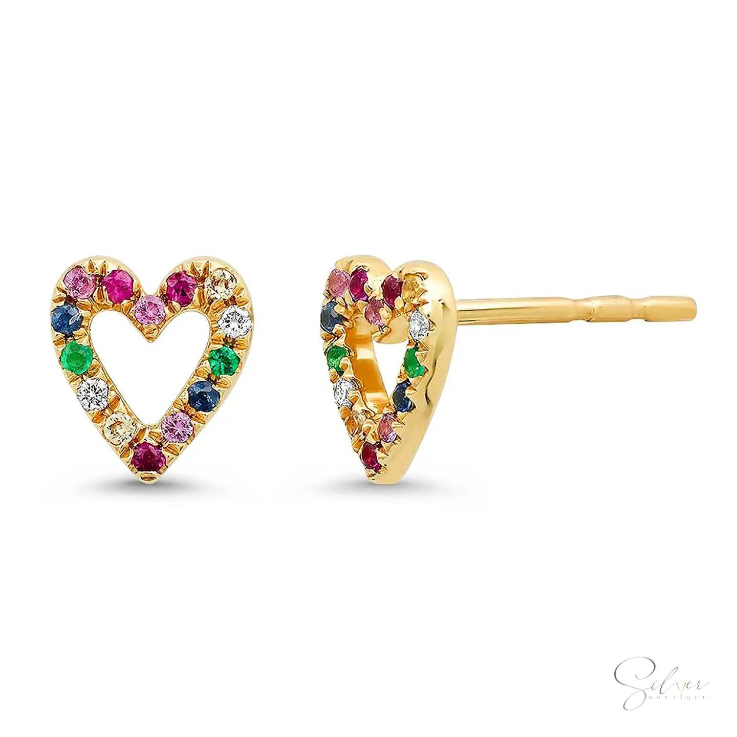 Rainbow Heart Stud Earrings