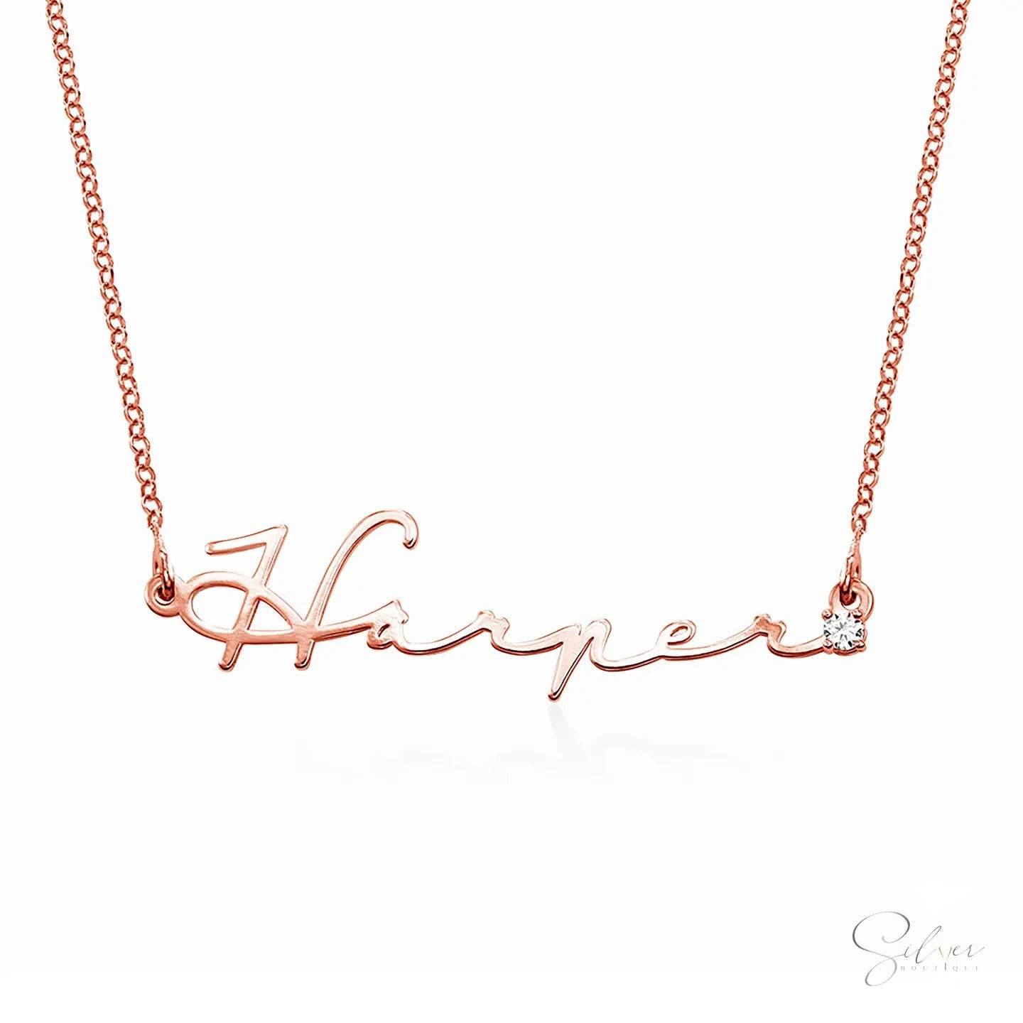 Cursive Name necklace CZ Diamond - Baza Boutique 